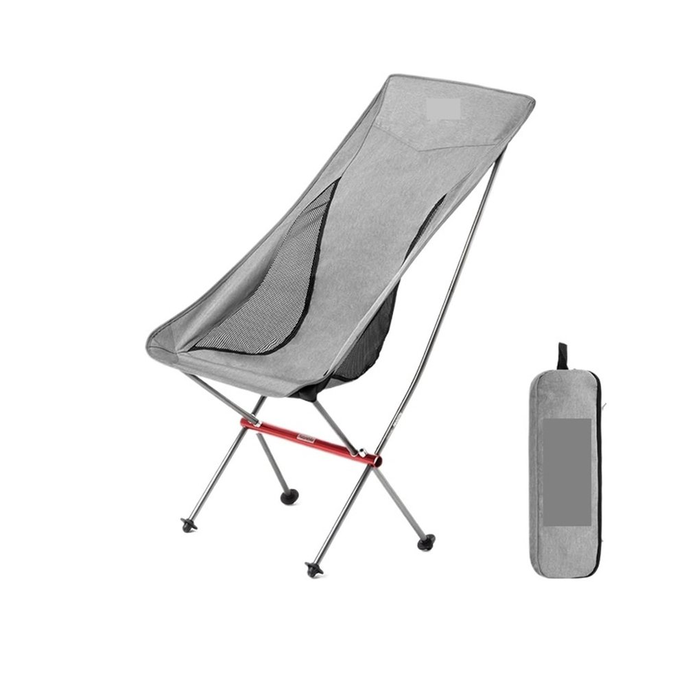 BINGLEI Folding Chairs for Outside Ultralight Aluminum Alloy Outdoor Portable Folding Chair Moon Chair Camping Beach Chair Portability,Quick Storage(Grey)