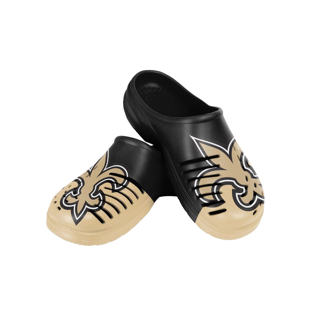FOCO Men's NFL Colorblock Big Logo Clog, New Orleans Saints, X-Large
