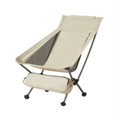 BINGLEI Folding Chairs for Outside Lightweight Portable Compact Folding Outdoor Moon Chair Camping Fishing Picnic Beach Chair Backrest Stool BBQ Portability,Quick Storage(White Medium)