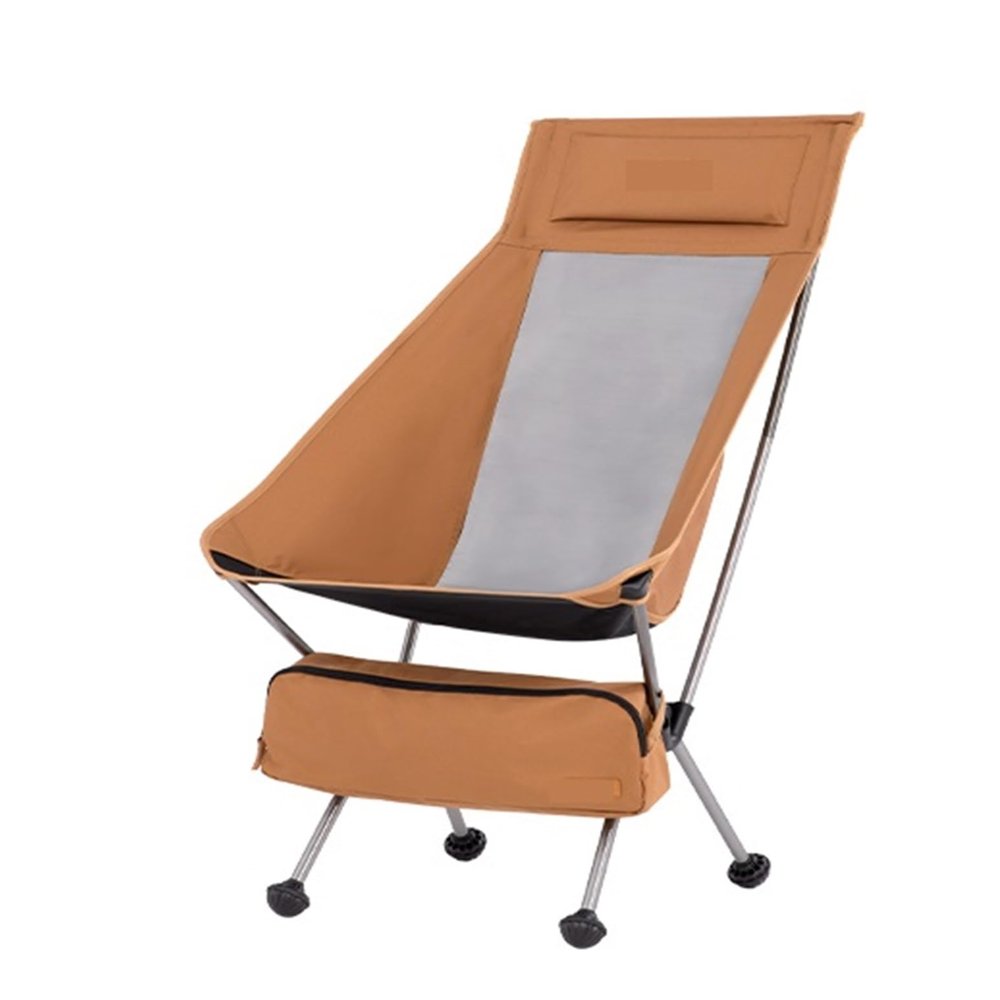 BINGLEI Folding Chairs for Outside Outdoor Camping Travel Super Light Folding Barbecue Fishing Picnic Comfortable Backrest Moon Chair Portability,Quick Storage(Yellow-L-01)
