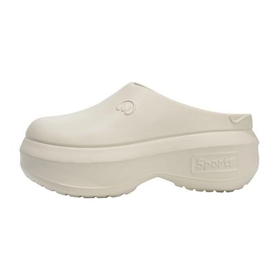 Women's Solid Color Platform Muels, Trendy Closed Toe Slip On Chef Work Shoes, Lightweight Anti-Slip Sandals (5.5,Khaki,6)