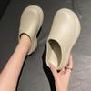 Women's Solid Color Platform Muels, Trendy Closed Toe Slip On Chef Work Shoes, Lightweight Anti-Slip Sandals (5.5,Khaki,6) view 2