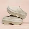 Women's Solid Color Platform Muels, Trendy Closed Toe Slip On Chef Work Shoes, Lightweight Anti-Slip Sandals (5.5,Khaki,6) view 3