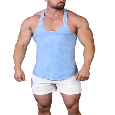 Jed North Pro Bodybuilding Workout Stringer Gym Tank Top Singlet Racerback,VintageWashedBlue,Small