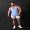 Jed North Pro Bodybuilding Workout Stringer Gym Tank Top Singlet Racerback,VintageWashedBlue,Small view 3