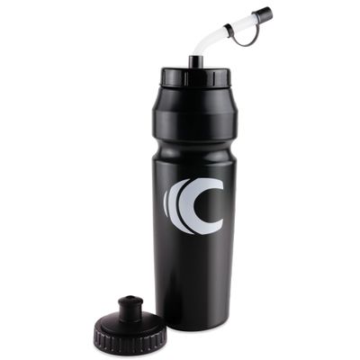Cannon Sports 1 Liter Sports Water Bottle, BPA-Free, 34 Oz Capacity, Large Mouth, 2 lids (Straw and Squeeze), Great For Helmet Sports Such As Hockey, Lacrosse, Football, Boxing (Black)