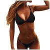 LSCZSLYH Swim Suits for Women Bikini,Black Mid-Waist Bikini Sets, Sexy Lace Up Swimwear Suits Thong String Bikini (Color : Black, Size : M) view 1