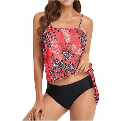 Bikini Sets for Women Womens Classic Tankini Bandeau Swimsuits Strapless 2 Piece Bathing Suit Tropical Floral Swim Tube Top Bikini Swimwear