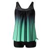Uillui Swimsuits for Women 2024 Two Piece Blouson Tankini Swimsuits Modest Striped Printed Push up Swim Tankini Top with Shorts Athletic Bathing Suit Green view 3