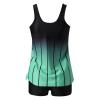 Uillui Swimsuits for Women 2024 Two Piece Blouson Tankini Swimsuits Modest Striped Printed Push up Swim Tankini Top with Shorts Athletic Bathing Suit Green view 4