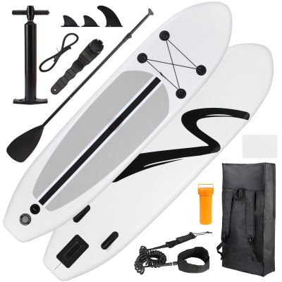 TLSUNNY 10FT Inflatable Stand Up Paddle Board, 3 Fins Paddleboard with Full SUP Accessories for All Skill Levels, Portable Two-Way Hand Pump and Carry Bag, 400LBS (White)