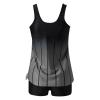 Uillui Beach Resort Outfits for Women 2024 Two Piece Blouson Tankini Swimsuits Modest Striped Printed Push up Swim Tankini Top with Shorts Athletic Bathing Suit Gray view 4