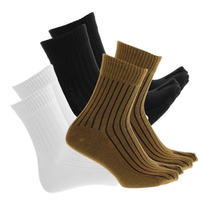 3 Pairs Cotton Split Toe Socks for Men Comfortable Toe Separated High Ankle Socks for Daily Wear Travel and Work in Assorted Colors