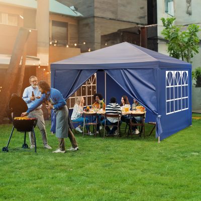 Carpas para Fiestas 10x10 Ft Canopy Tent Outdoor Party Tent with 6 Removable Sidewalls - Waterproof Canopy Patio Wedding Gazebo - Event Tent for Outdoor Parties (Blue 10 * 10)