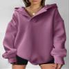 ANRABESS Womens Oversized Hoodies V Neck Sweatshirts Fleece Long Sleeve Pullover Y2K Clothes 2025 Fall Trendy Outfits Dark Pink L view 3