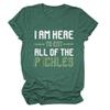 ZLXBLYYMZ Pickle Lover Shirt for Women Funny Saying Graphic Tees Round Neck Short Sleeve Novelty T-Shirt Casual Tops Vintage Green, Large view 1