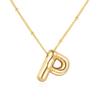 Bubble Letter Necklace Dainty Balloon Initial Necklaces Gold Plated Alphabet Pendant Necklace Name Personalized Jewelry Gift For Women(P) view 1