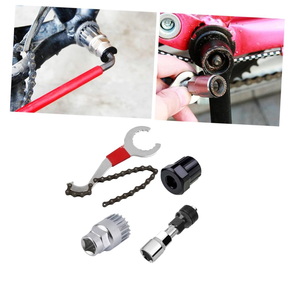 GANAZONO Crank Removal Kit Bicycle Chain Removal Tool Freewheel Removal Kit Crank Puller Bracket Remover 4 in 1 Bike Repair Tool Set
