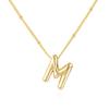 WJR Bubble Letter Necklace Dainty Balloon Initial Necklaces Gold Plated Alphabet Pendant Necklace Name Personalized Jewelry Gift For Women(M) view 1