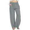 NineFit Basics Womens Casual Loose Elastic Waist Trouser Cropped Wide Leg Pants Summer Wide Leg Cropped Pants Ladies Elastic Waist Cotton Linen Pants Trousers, X-Large, 3-gray view 1