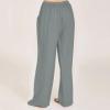 NineFit Basics Womens Casual Loose Elastic Waist Trouser Cropped Wide Leg Pants Summer Wide Leg Cropped Pants Ladies Elastic Waist Cotton Linen Pants Trousers, X-Large, 3-gray view 4