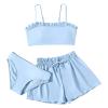 NineFit Basics Girl's 3 Piece Bikini Set Swimsuit Bathing Suit with Shorts Swimsuit for Teens Teen Swimsuits Teen Girl Bikini Blue, 8-10 Years view 1
