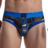 JOCKMAIL Men's Underwear Briefs Men's Sexy Briefs Breathable Comfortable Mesh Underwear Men's Low Rise Briefs (US, Alpha, XX-Large, Regular, Regular, Blue) view 1