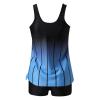 Uillui Bikini Sets for Women Two Piece Blouson Tankini Swimsuits Modest Striped Printed Push up Swim Tankini Top with Shorts Athletic Bathing Suit Blue view 3