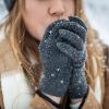 SHEVERCH Light Gray Winter Knit Gloves for Men Women Soft Fleece Lined Thermal Warm Cold Weather view 2