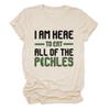 Pickle Lover Shirt for Women Funny Saying Graphic Tees Round Neck Short Sleeve Novelty T-Shirt Casual Tops Beige view 1