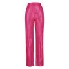 Akklian Fashion Elegant Flare Long Pants Glitter High Waisted Wide Leg Bell Bottom Palazzo Trouser Y2k Sparkly Pant for Party Hot Pink view 2