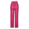 Akklian Fashion Elegant Flare Long Pants Glitter High Waisted Wide Leg Bell Bottom Palazzo Trouser Y2k Sparkly Pant for Party Hot Pink view 4