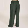 Women Linen Flowy Work Pant Trousers Summer Linen Pants Drawstring High Waist Palazzo Flowy Beach Trousers with Pockets Casual Cropped Elastic Waist Boho Beach Loose Fit Tapered Capris Pants view 3
