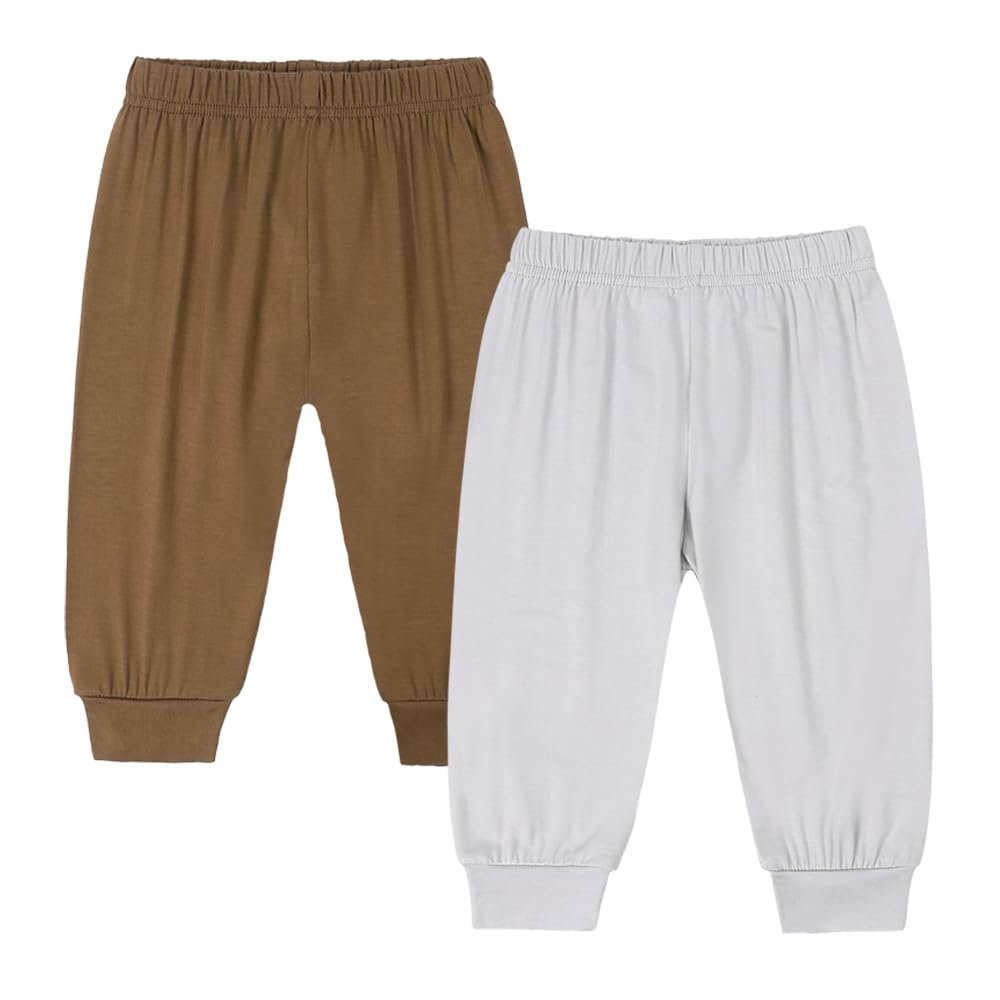 MYGBCPJS Baby Boy Girl 2 Pack Bamboo Viscose Pants Toddler Kids Casual Long Bloomers Ankle Length Bottoms Jogger Trousers