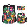 DRTGEDS 3pcs Backpack Sets, Tropical Cocktail Printed Backpacks Set With Lunch Bag Pencil Pouch view 1