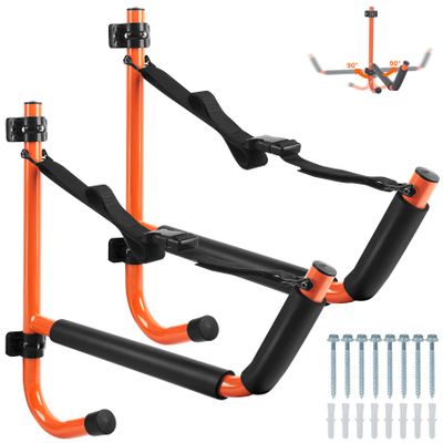VEITHI 2 Pack Kayak Storage,15 Folding Kayak Storage Rack,Max Load 100 LBS Swivel Kayak Storage Hooks,Kayak Wall Mount fit Indoor Outdoor-Kayak Hanger for Any Sized Kayaks,Canoes BoatOrange