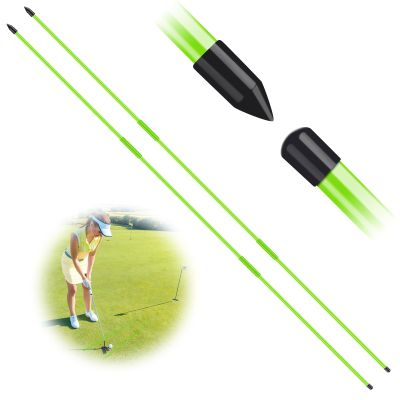 FINGER TEN Golf Alignment Sticks Rods Swing Trainer Tools 48 Inch 2 Or 3 Pack, Fits in Golf Bag Tour Stickers Practice Training Aid (2 Pack Green)