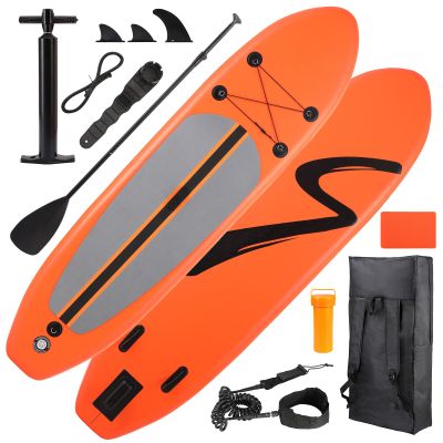 TLSUNNY 10'30'' Inflatable Stand Up Paddle Board, 3 Fins Paddleboard with Full SUP Accessories for All Skill Levels, Portable Two-Way Hand Pump and Carry Bag, for Yoga Fishing, 400LBS (Orange)