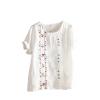 KICILVS Womens Summer Tops Casual Cotton Linen T Shirts Short Sleeve Round Neck Shirt Oversized Floral Graphic Tees, 4X-Large view 1