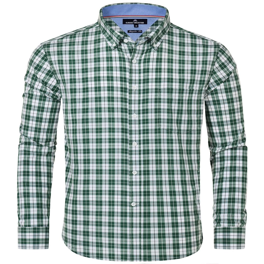 Alimens & Gentle Mens Dress Shirts Green Plaid Regular Fit Button Down Shirts Everyday Casual Daily Vacation Gingham Shirt