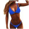 LSCZSLYH Swim Suits for Women Bikini,Black Mid-Waist Bikini Sets, Sexy Lace Up Swimwear Suits Thong String Bikini (Color : Blue, Size : X-Large) view 1