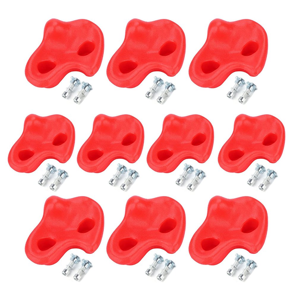 Locadence 10PCS Rock Climbing Holds, 4.9X3.9X2.4Inch Rock Wall Climbing Kit, Climbing Wall Grip for Kindergartens, Amusement Parks, Underground Classrooms (Red)
