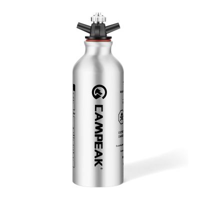 CAMPEAK liquid Fuel Bottle 0.5L for Outdoor Camping with Safety Valve,Silver
