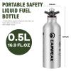 CAMPEAK liquid Fuel Bottle 0.5L for Outdoor Camping with Safety Valve,Silver view 4