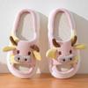 Stone mice Women's cow slippers, cute cartoon frog slippers, all season indoor silent linen slippers (Black cattle, Adult, Women, 11, Numeric Range, US Footwear Size System, 12, Medium) view 3