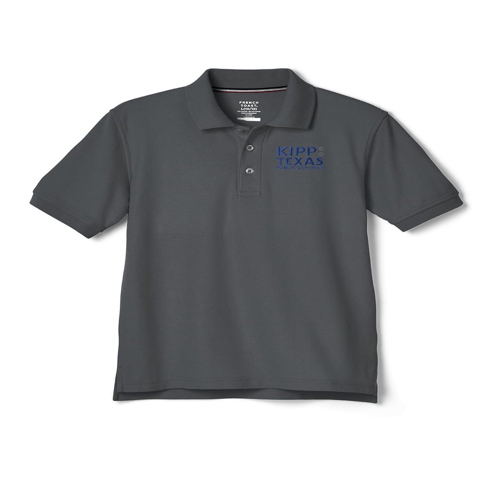 KIPP Texas Adult Short Sleeve Pique Polo Shirt, High School Grey, X-Large