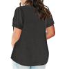1/2 Sleeve Tops for Women Plus Size Tops for Women Trendy 2024 Casual Loose Short Sleeve Notch v Neck Shirts Solid Comfy Blouses with Pockets Western Tops for Women Black 3X view 2