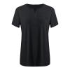 1/2 Sleeve Tops for Women Plus Size Tops for Women Trendy 2024 Casual Loose Short Sleeve Notch v Neck Shirts Solid Comfy Blouses with Pockets Western Tops for Women Black 3X view 3