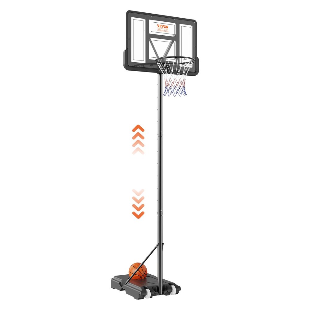 VEVOR Basketball Hoop, 44 inch Basketball Hoops Goal, 4-10 ft Adjustable Height Portable Backboard Hoop, Kids Adults Basketball Court with Wheels, Stand, Fillable Base, Basketball Hoop Outdoor Indoor