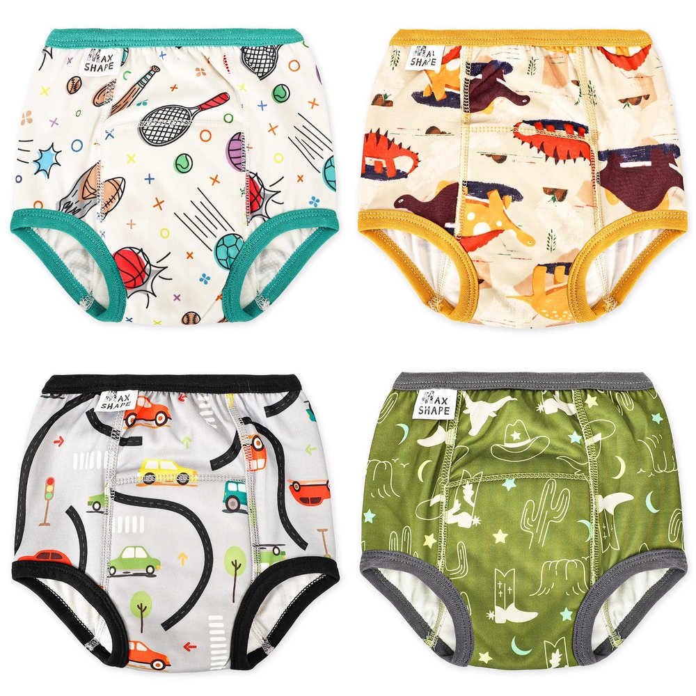 Max Shape Potty Training Underwear for Boys,Washable Baby Boy Toilet Training Pants Training Underwear Fit 4 Pack Cowboy 2T